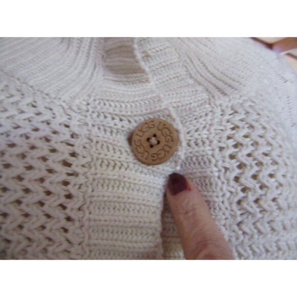 UGG Australia Womens Cream Knit Button-Up Cape Sweater XS/S - Picture 7 of 14
